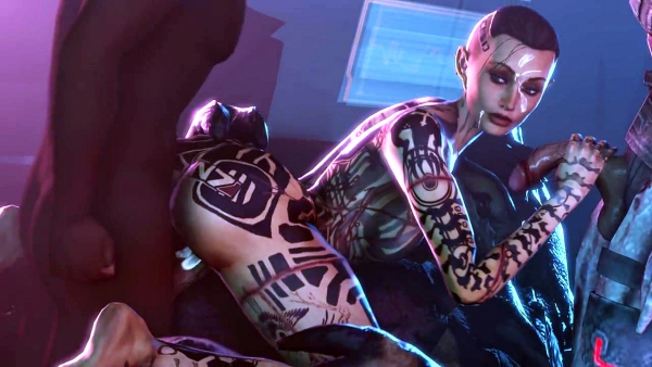 Mass Effect Tattooed Brunette Brutal Monster Anal Gangbang Survival