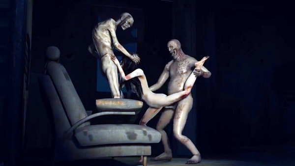 Two Zombie Monsters Gangbang Insatiable Slut Pussy Mouth Forest Cabin