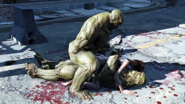 Fallout 4 Two Huge Green Super Mutants DP Pussy Ass Busty Survivor