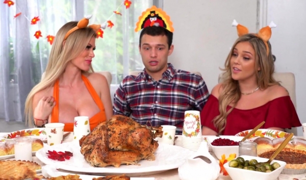 Reluctant Dark-Haired Stud Fucks Stepmom & Her Married Friend Threesome