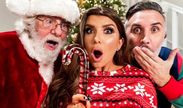 Santa Catches Busty Romy Rain Getting Railed During Christmas Gift Delivery