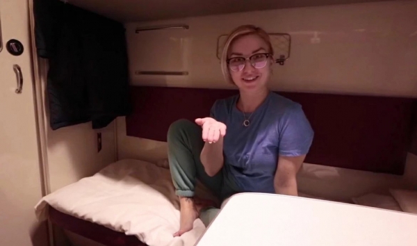 Risky Train Compartment Sex: Seduced Hot Babe Creampie POV