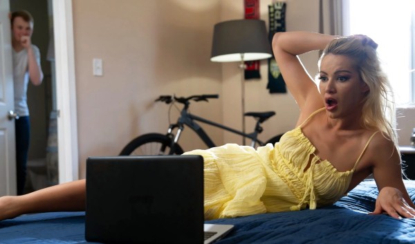 Stepmom Gets Horny Watching Porn on Laptop Takes Stepson Anal Pounding