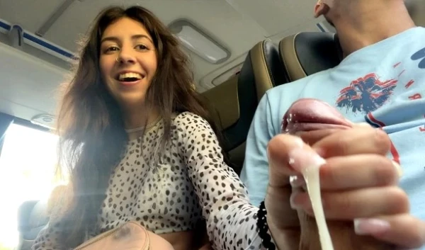 Sexy Russian Hottie Katya Jerks Huge Cock in Public Till Massive Cumshot!