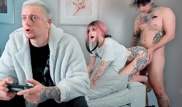 Fucking Best Friend's Hot GF While He Jerks Off to Gaming Console