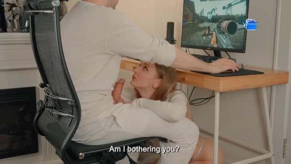 Gamer Girl Sucks My Cock Under Table While I Land Killer Headshots