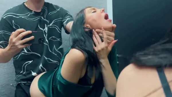 Young Russian Brunette Drops Panties in Store Fitting Room Fucks Stranger