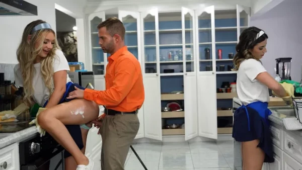 Rich Client Pays Big Bucks to Fuck Two Hot Russian Cleaning Maids