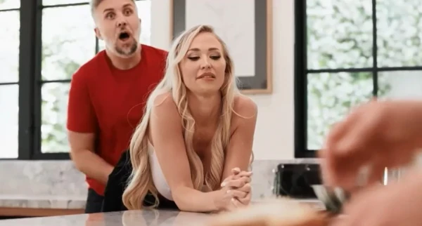 Hot Blonde Fucks Fiancé's Brother in Bathroom While He's in Kitchen